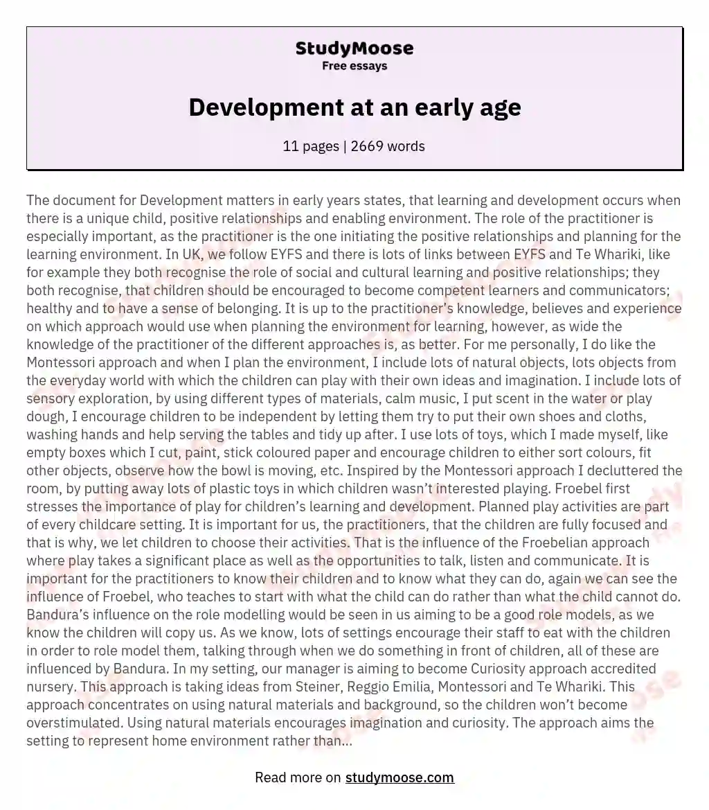 Development at an early age essay