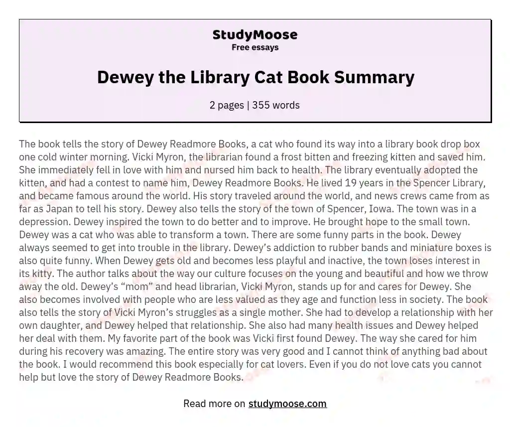 The Impact of Dewey Readmore Books: A Heartwarming Tale of Hope and Transformation essay
