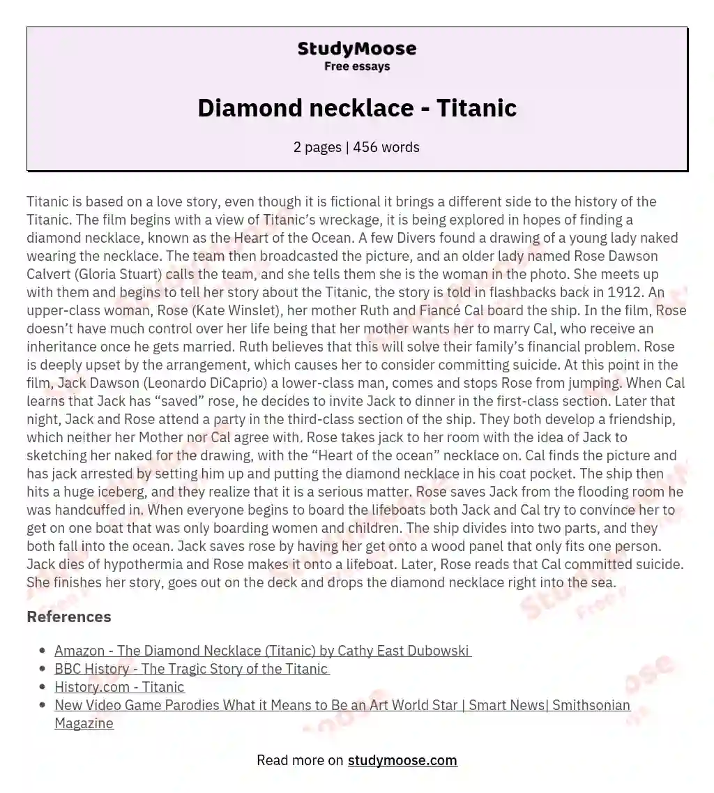 Diamond necklace - Titanic essay