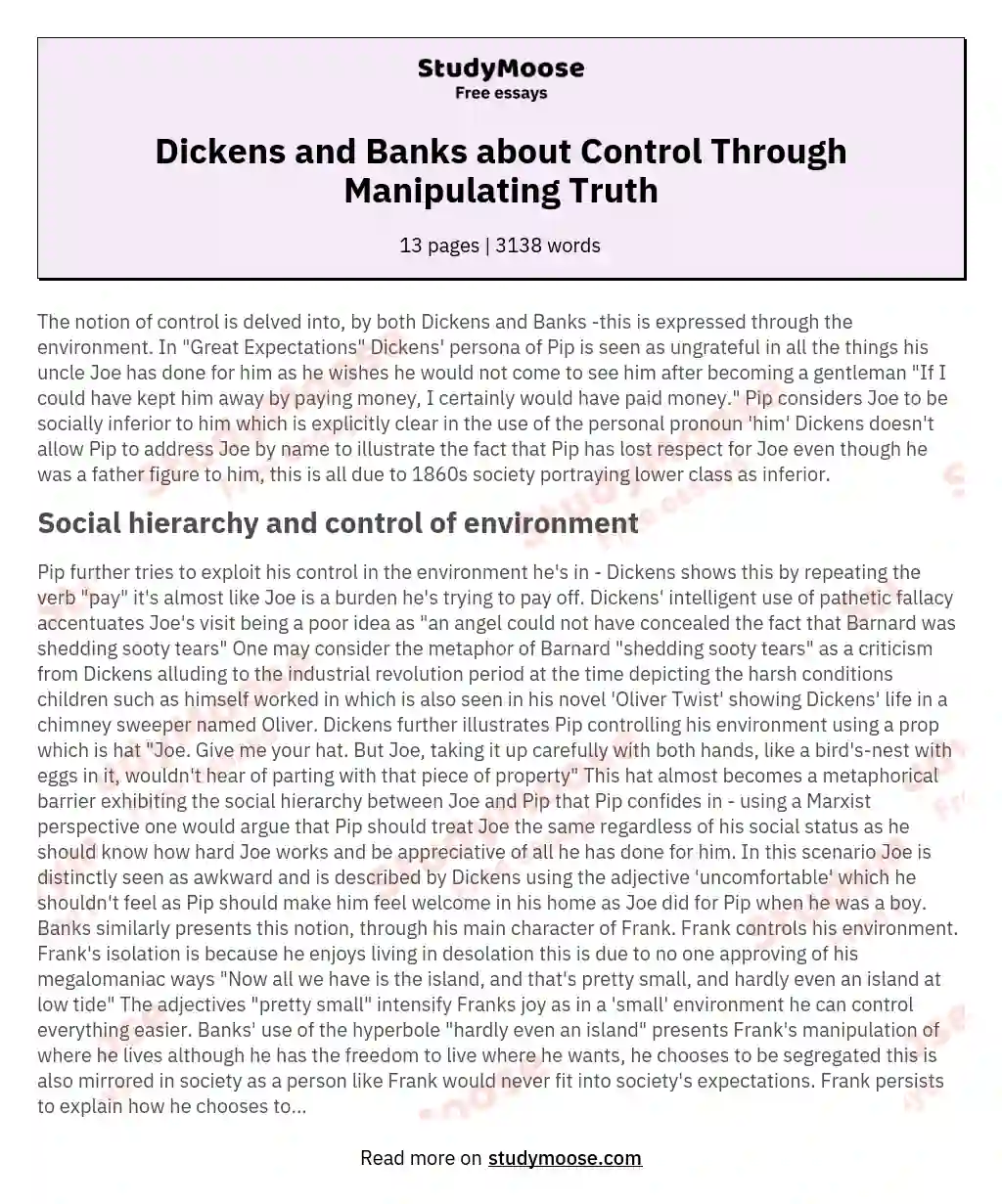 Dickens and Banks about Control Through Manipulating Truth