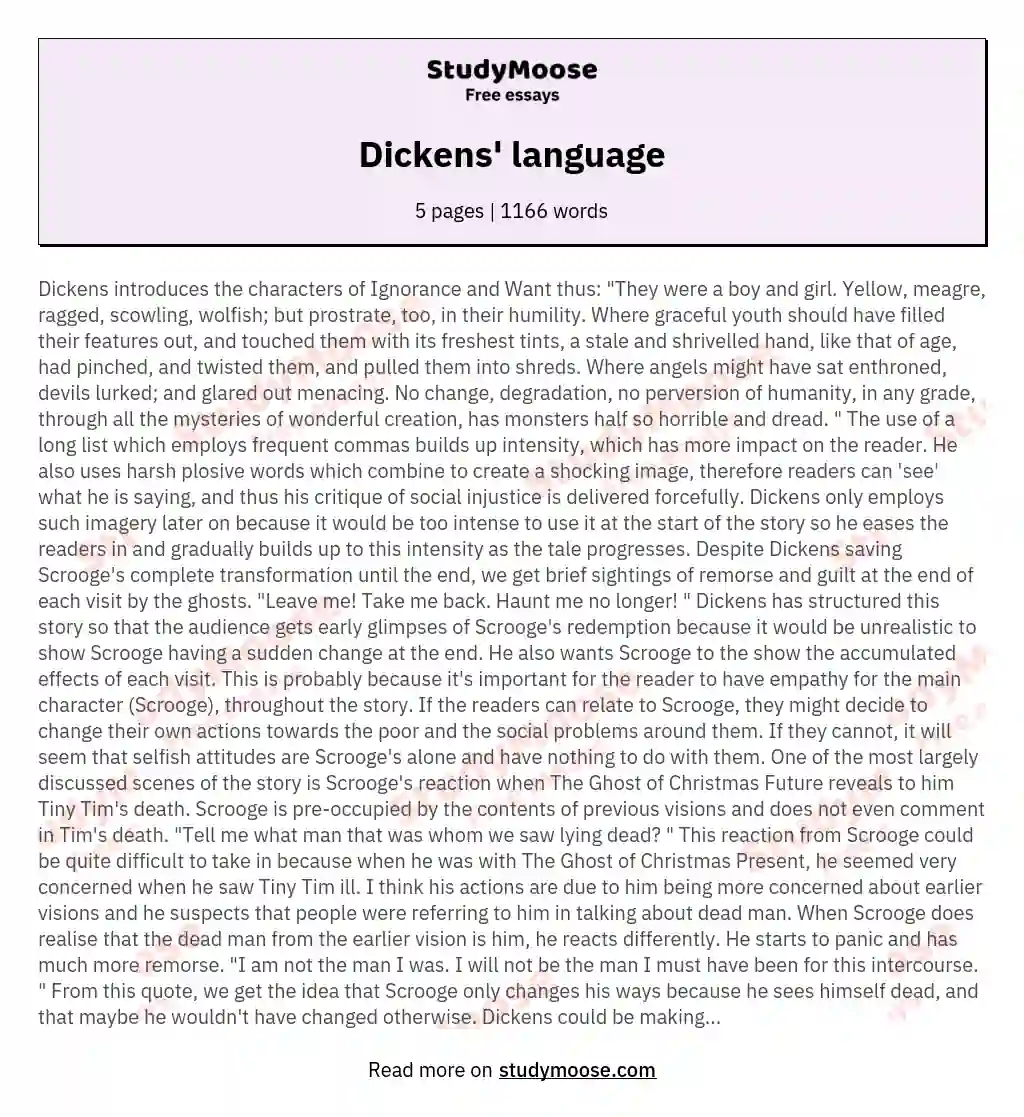 Dickens' language essay