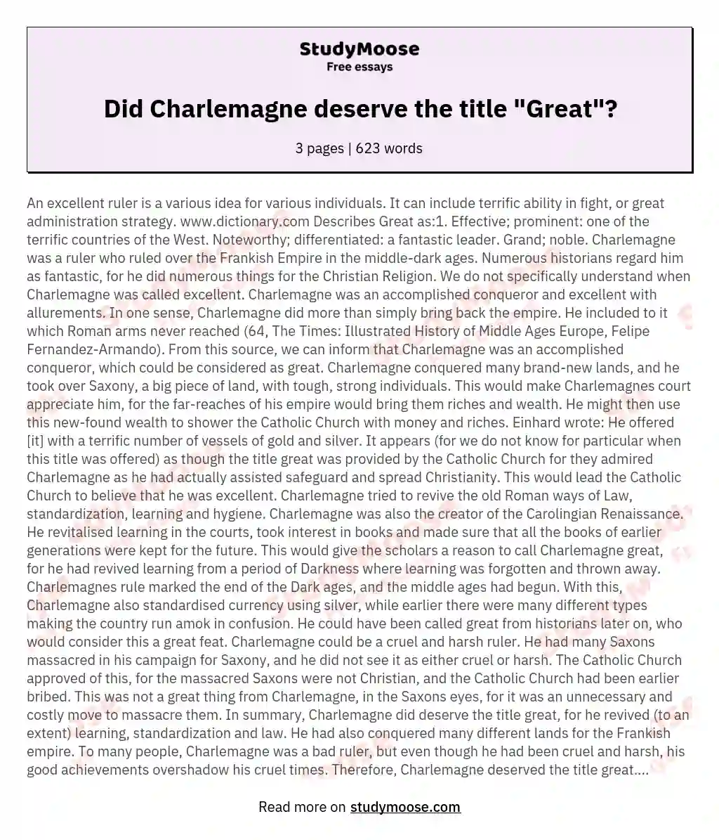 Did Charlemagne deserve the title "Great"?