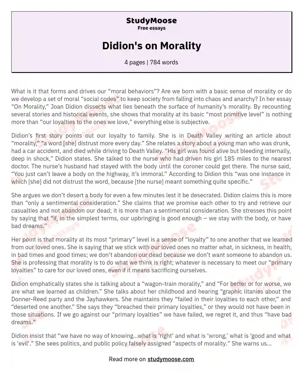 Didion's on Morality