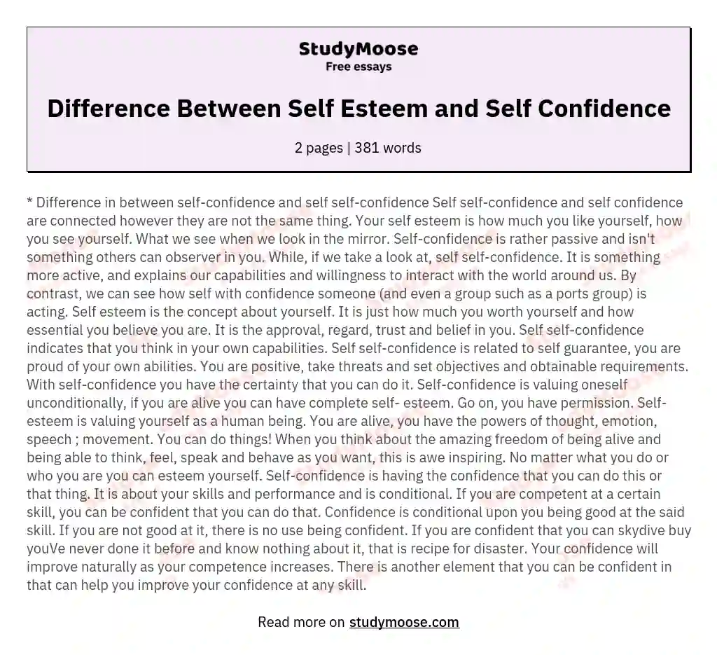 self esteem essay pdf