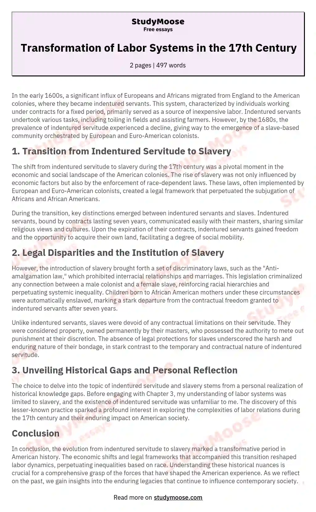 Differences Between Slavery and Indentured Servants