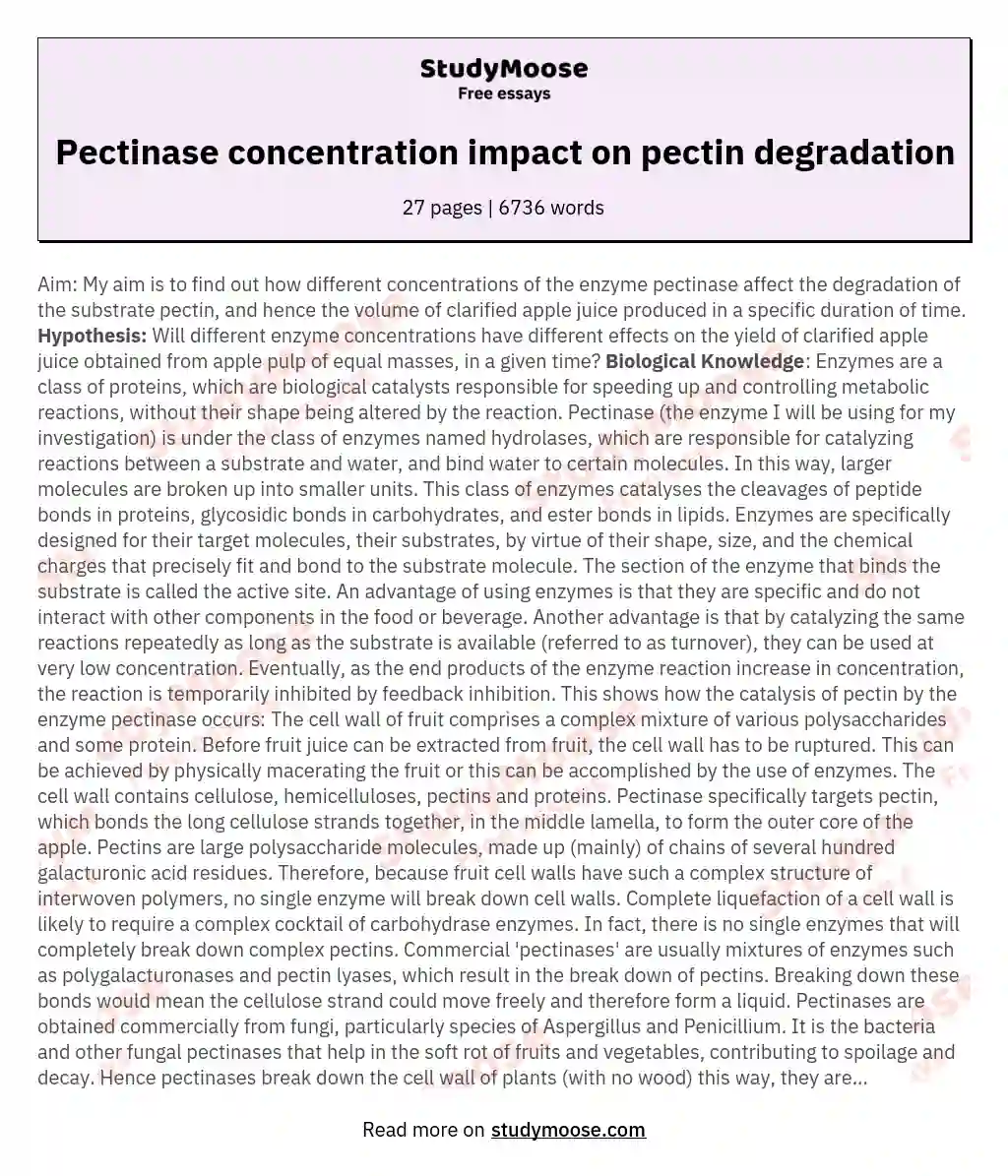 Pectinase concentration impact on pectin degradation essay