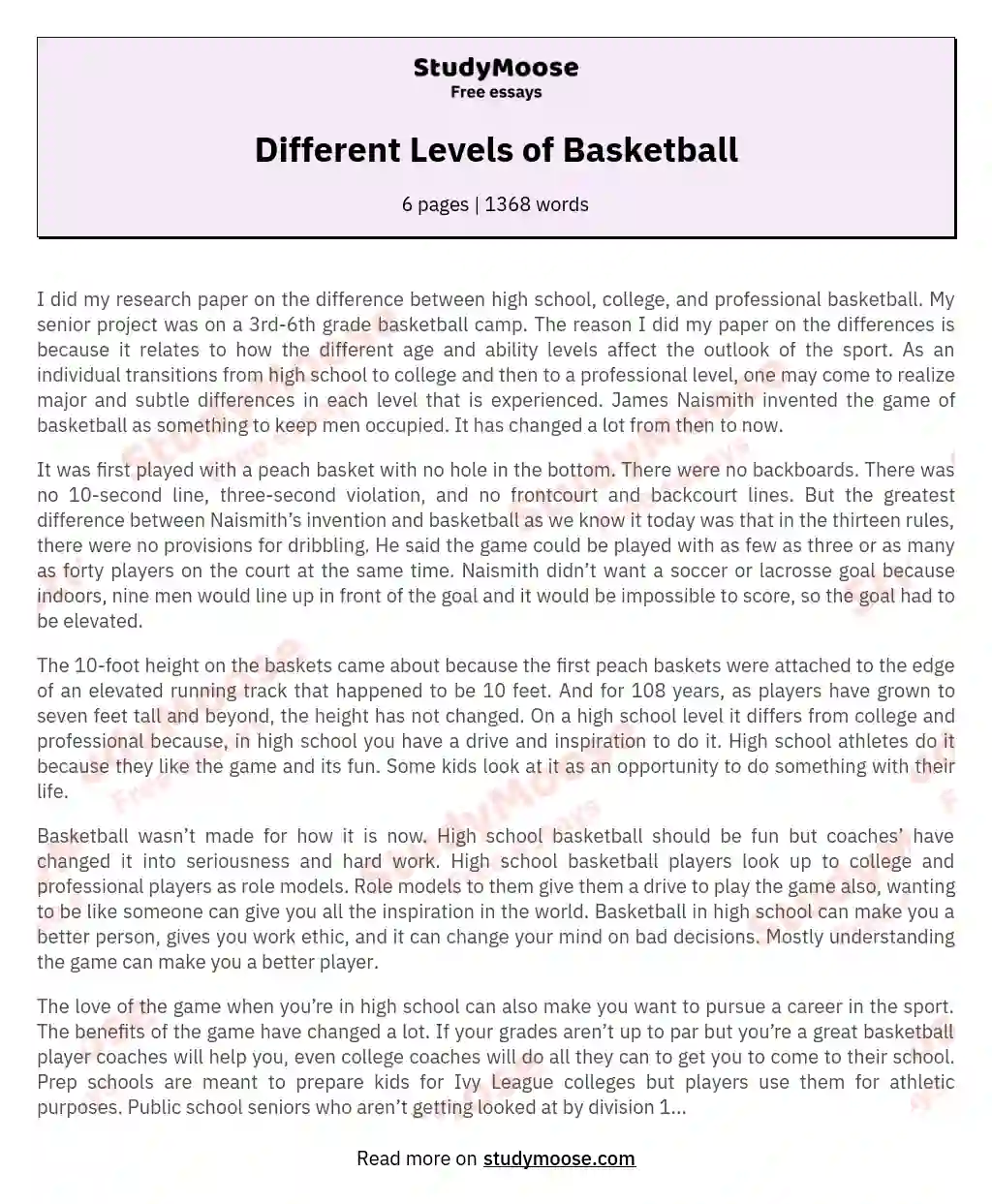 Different Levels of Basketball
