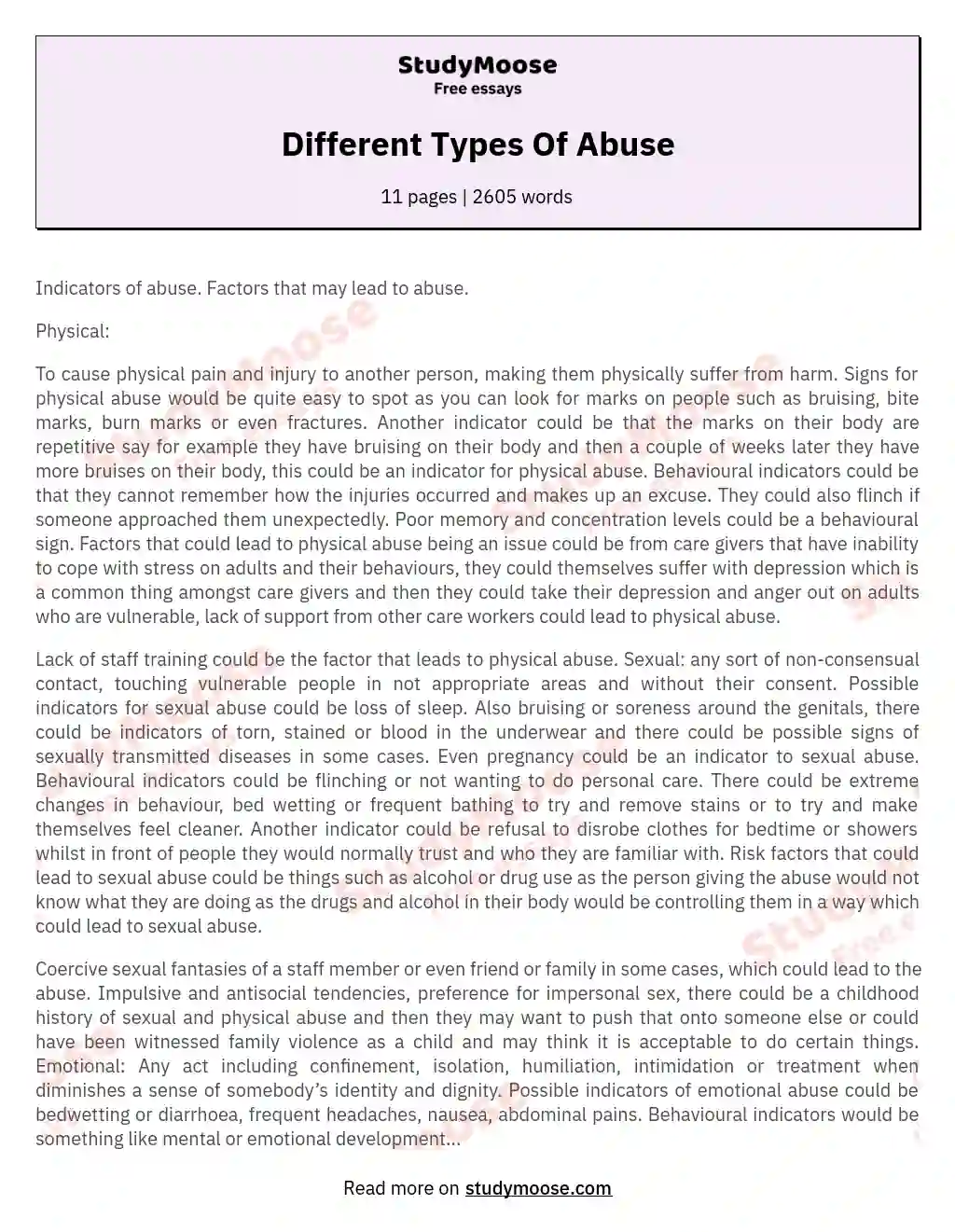 Different Types Of Abuse essay