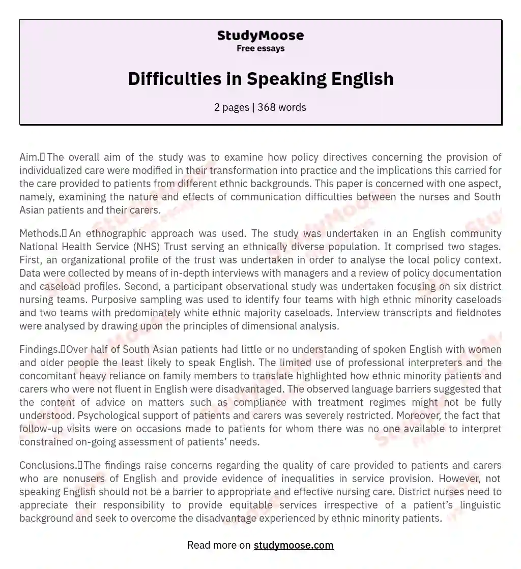 Difficulties in Speaking English
