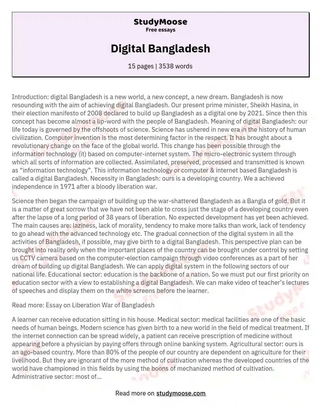 Digital Bangladesh essay