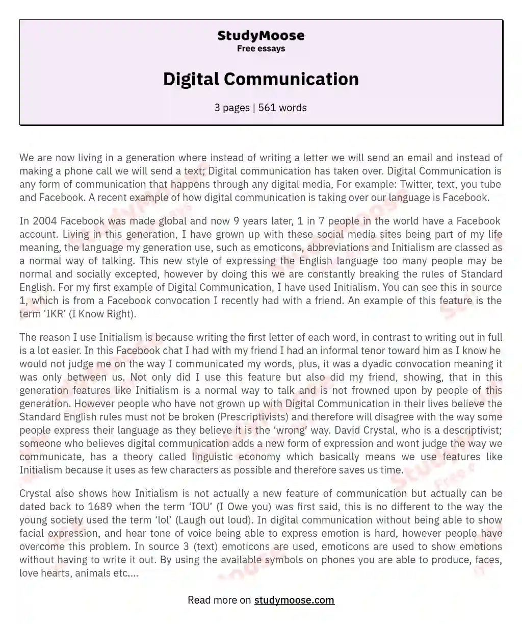 communication essay example
