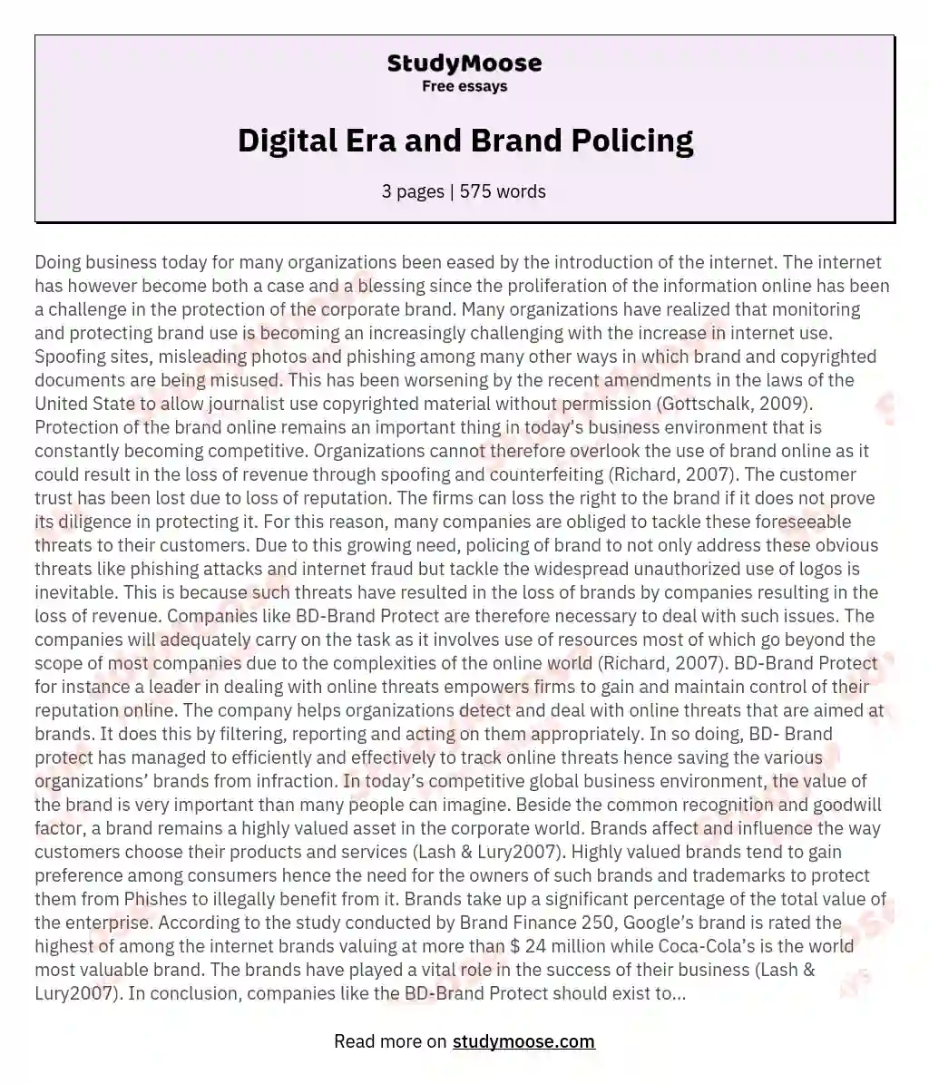Digital Era and Brand Policing