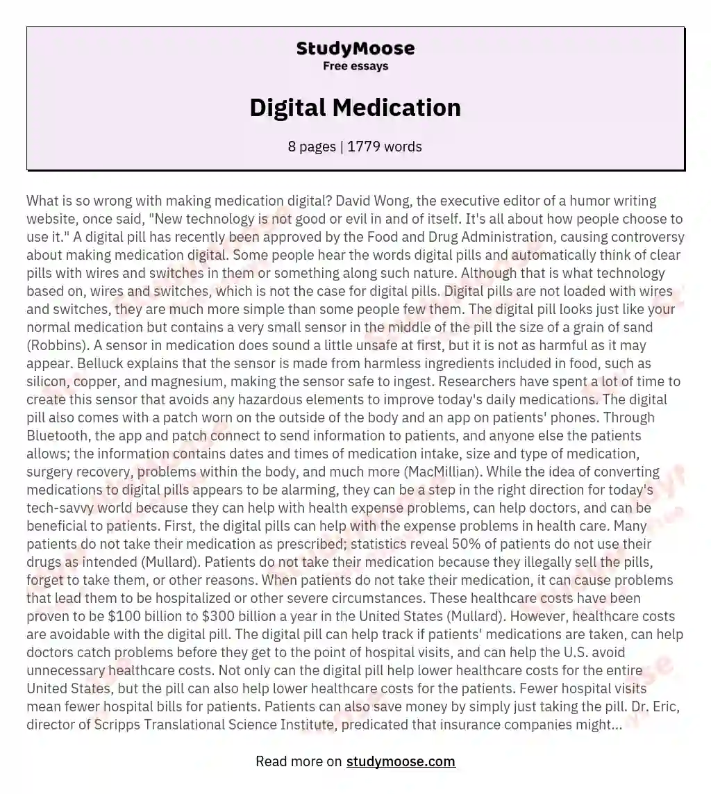 Digital Medication essay