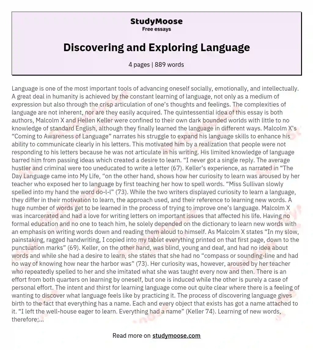 Discovering and Exploring Language essay