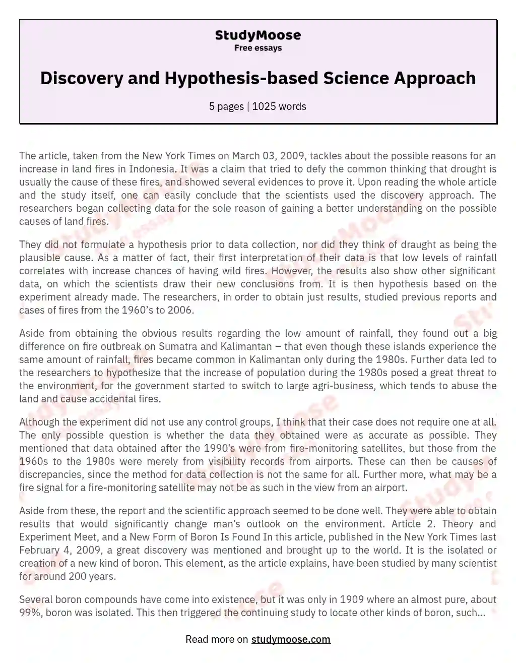 Discovery and Hypothesis-based Science Approach