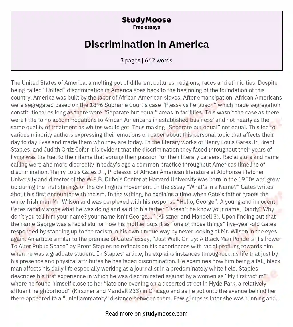 Discrimination in America