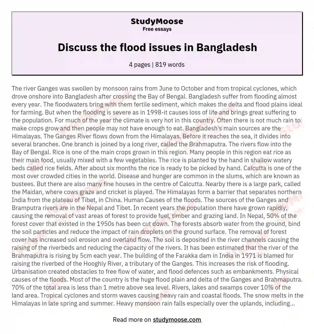 Discuss the flood issues in Bangladesh