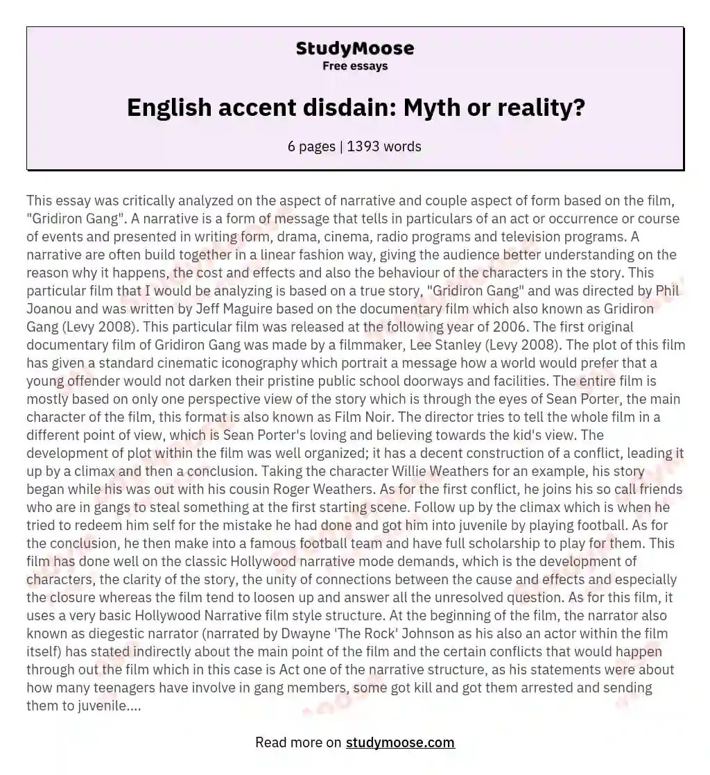 English accent disdain: Myth or reality? essay