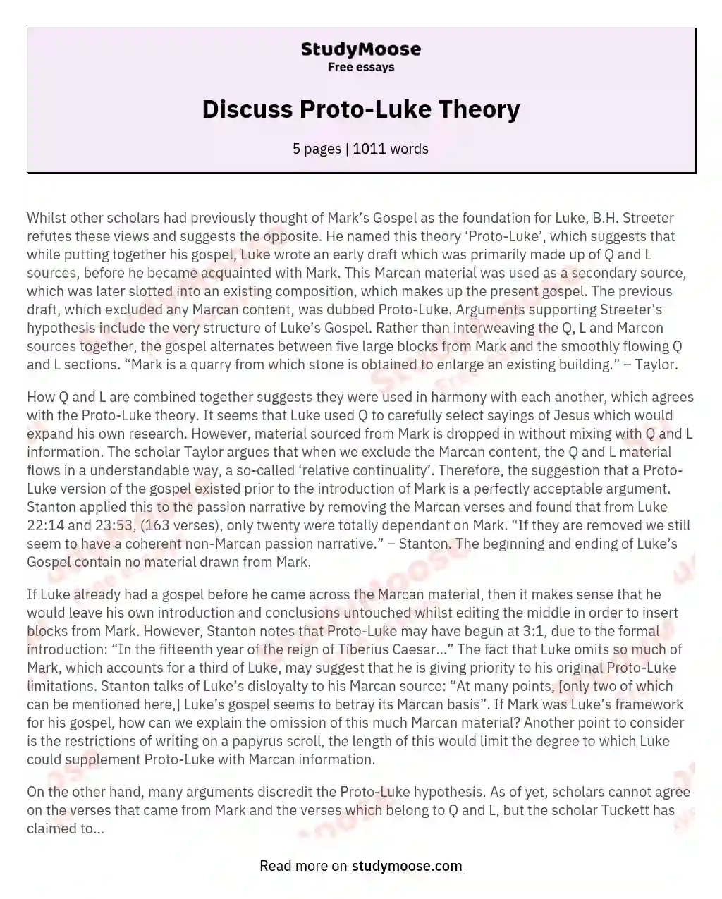 Discuss Proto-Luke Theory