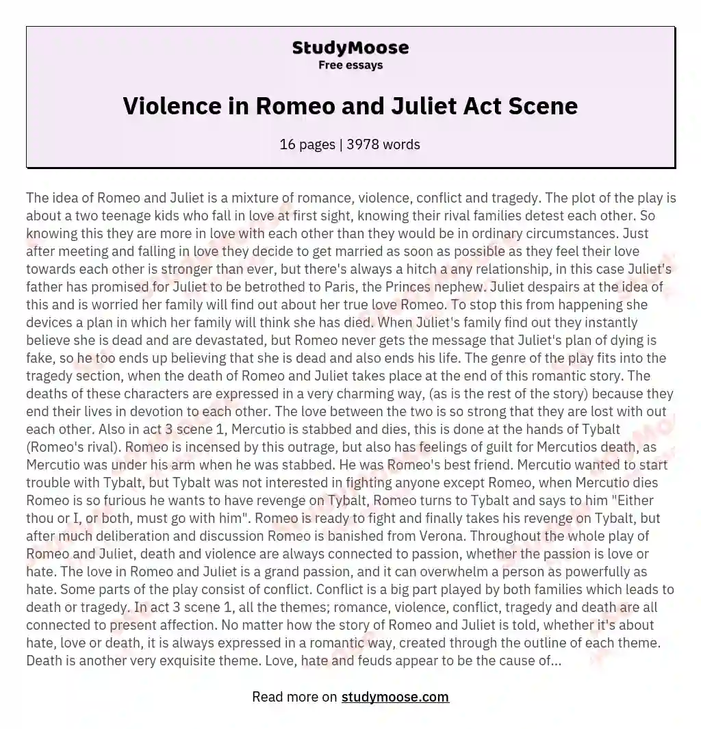 Discuss the significance of Act 3, scene 1 in Romeo and Juliet with particular reference to how violence is used for dramatic effect