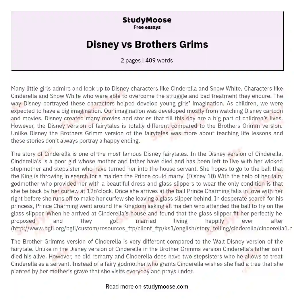 Disney vs Brothers Grims