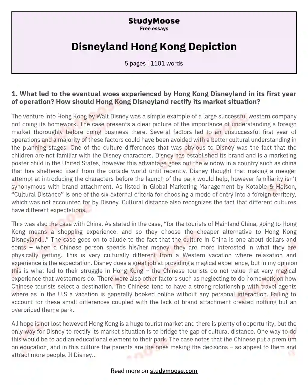 Disneyland Hong Kong Depiction