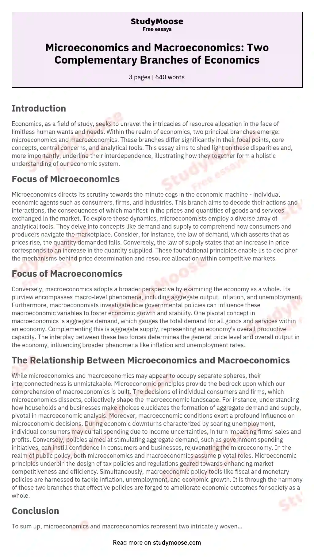 Distinction between Microeconomics and Macroeconomics