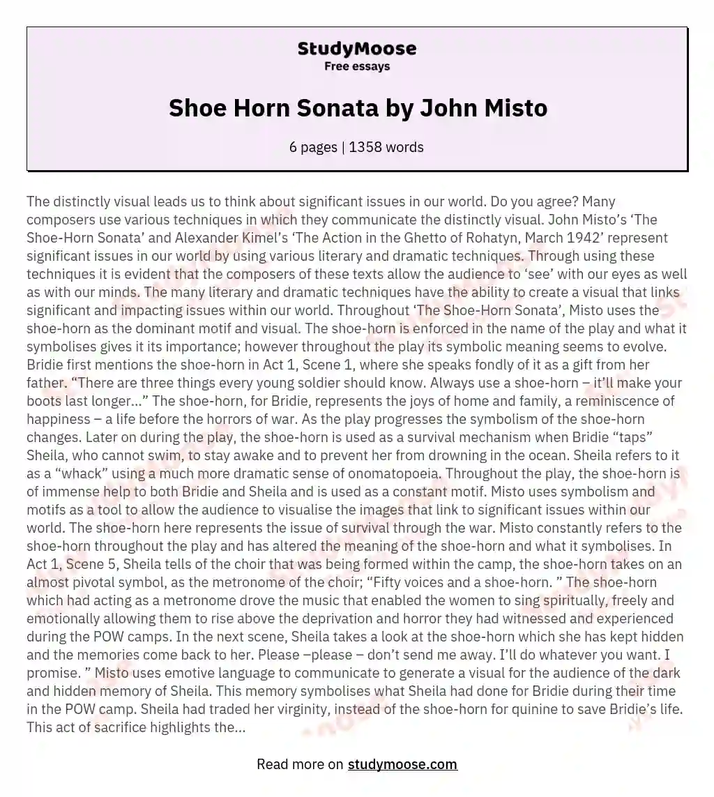 Shoe Horn Sonata by John Misto