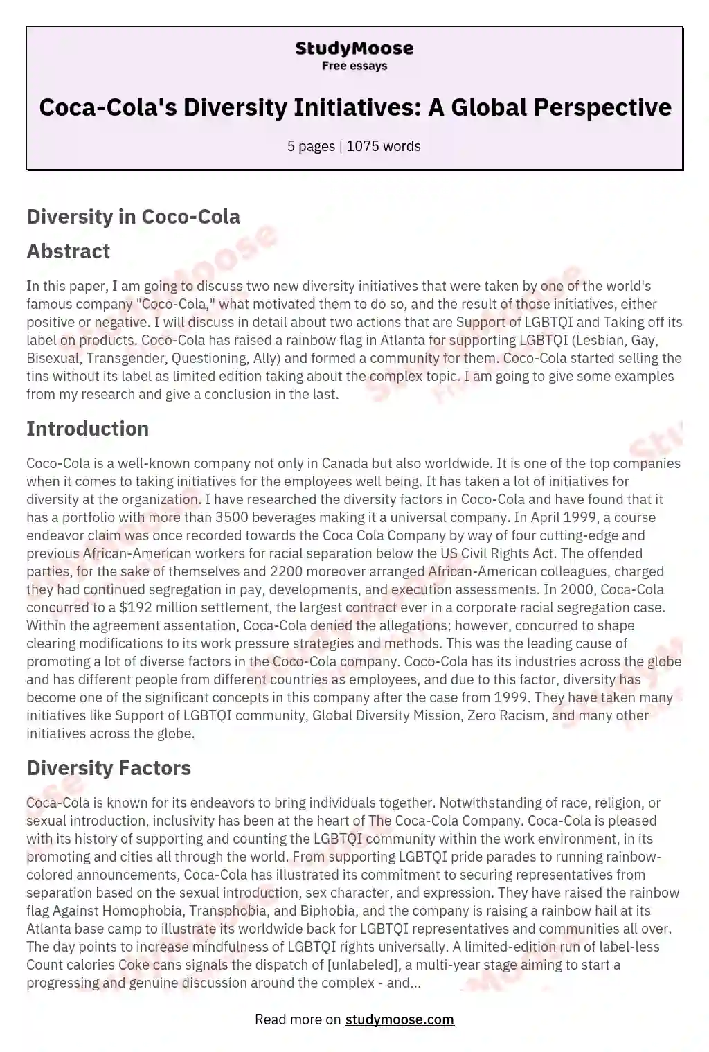 Diversity in Coco-Cola