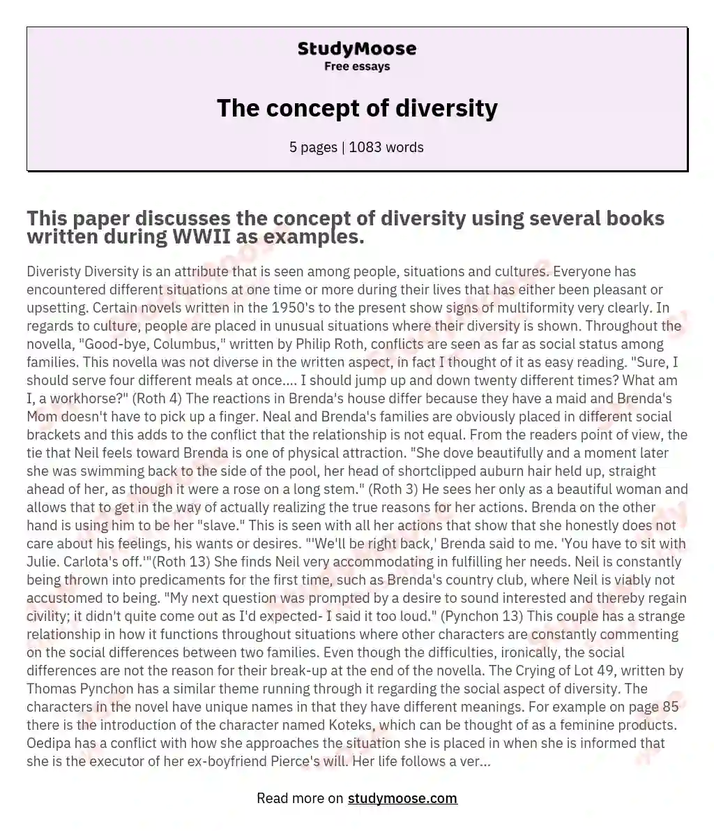 The concept of diversity essay
