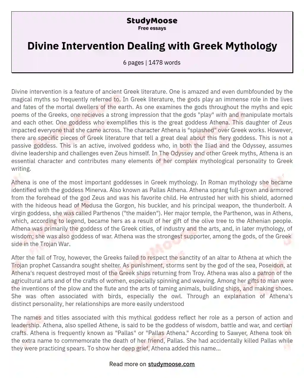 Divine Intervention Dealing with Greek Mythology