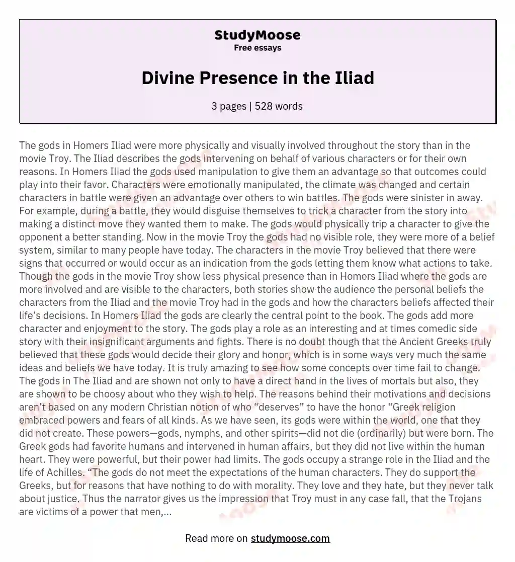 Divine Presence in the Iliad