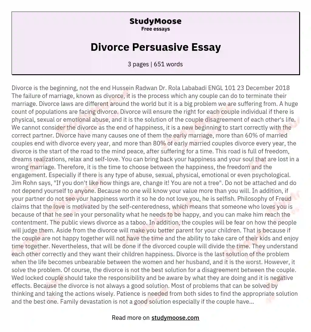 informative essay about divorce