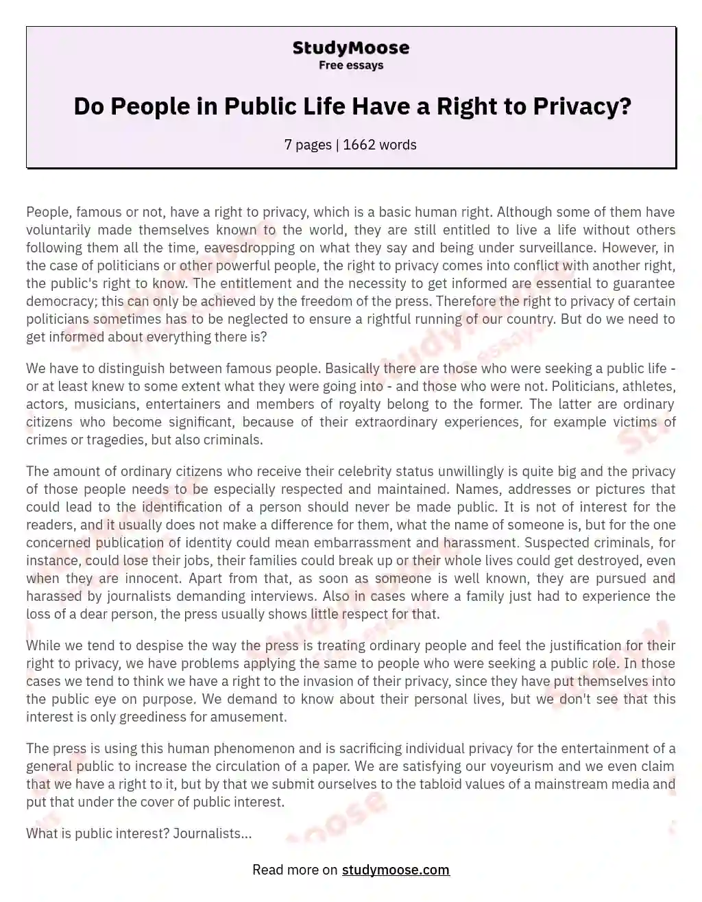 essay on respect each other's privacy