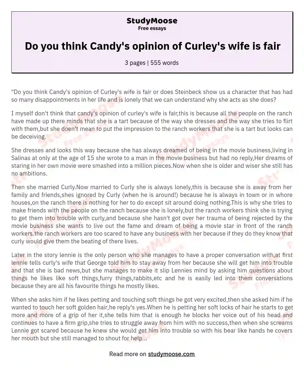 curley's wife american dream essay