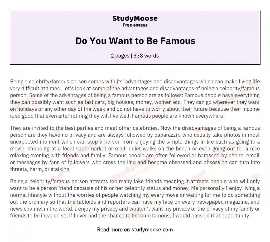 become famous essay