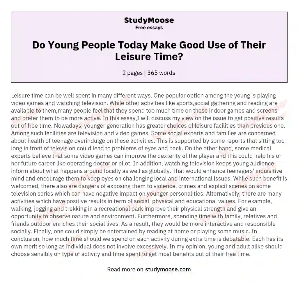 do-young-people-today-make-good-use-of-their-leisure-time-free-essay