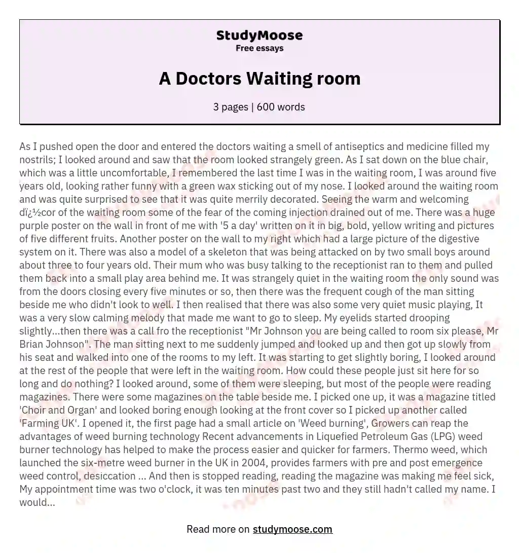 descriptive essay on a waiting room