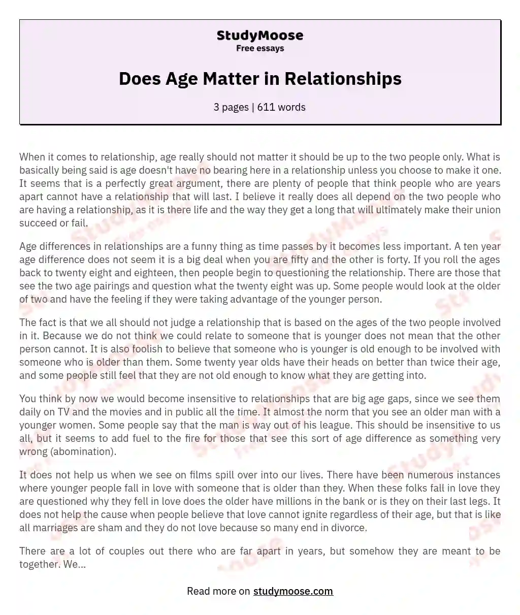 Does Age Matter in Relationships essay