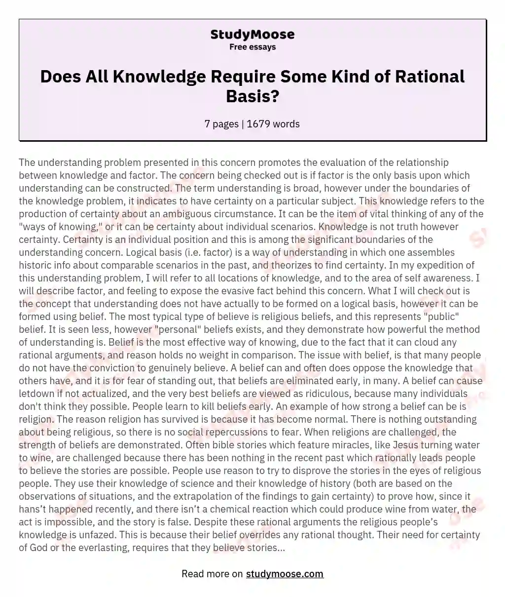 Does All Knowledge Require Some Kind of Rational Basis?