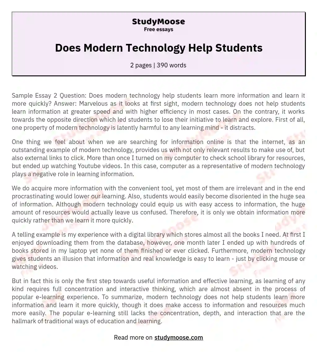 Does Modern Technology Help Students