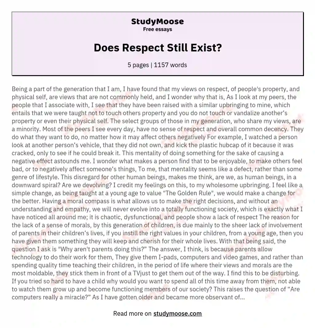 Does Respect Still Exist? essay