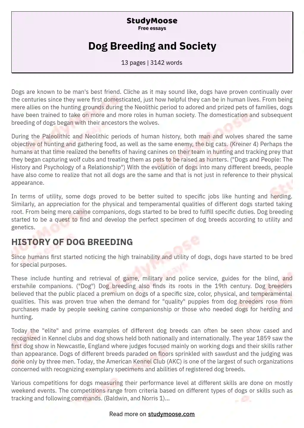 essay about animal breeding