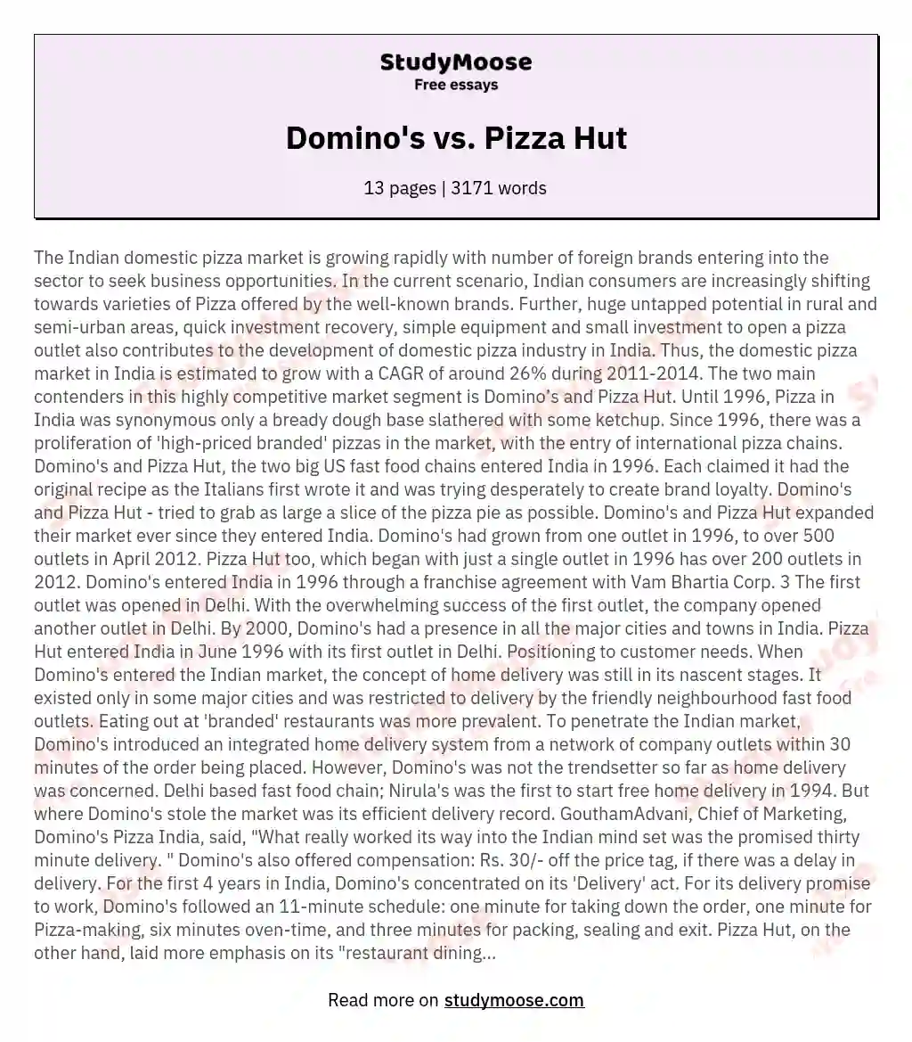 Domino's vs. Pizza Hut