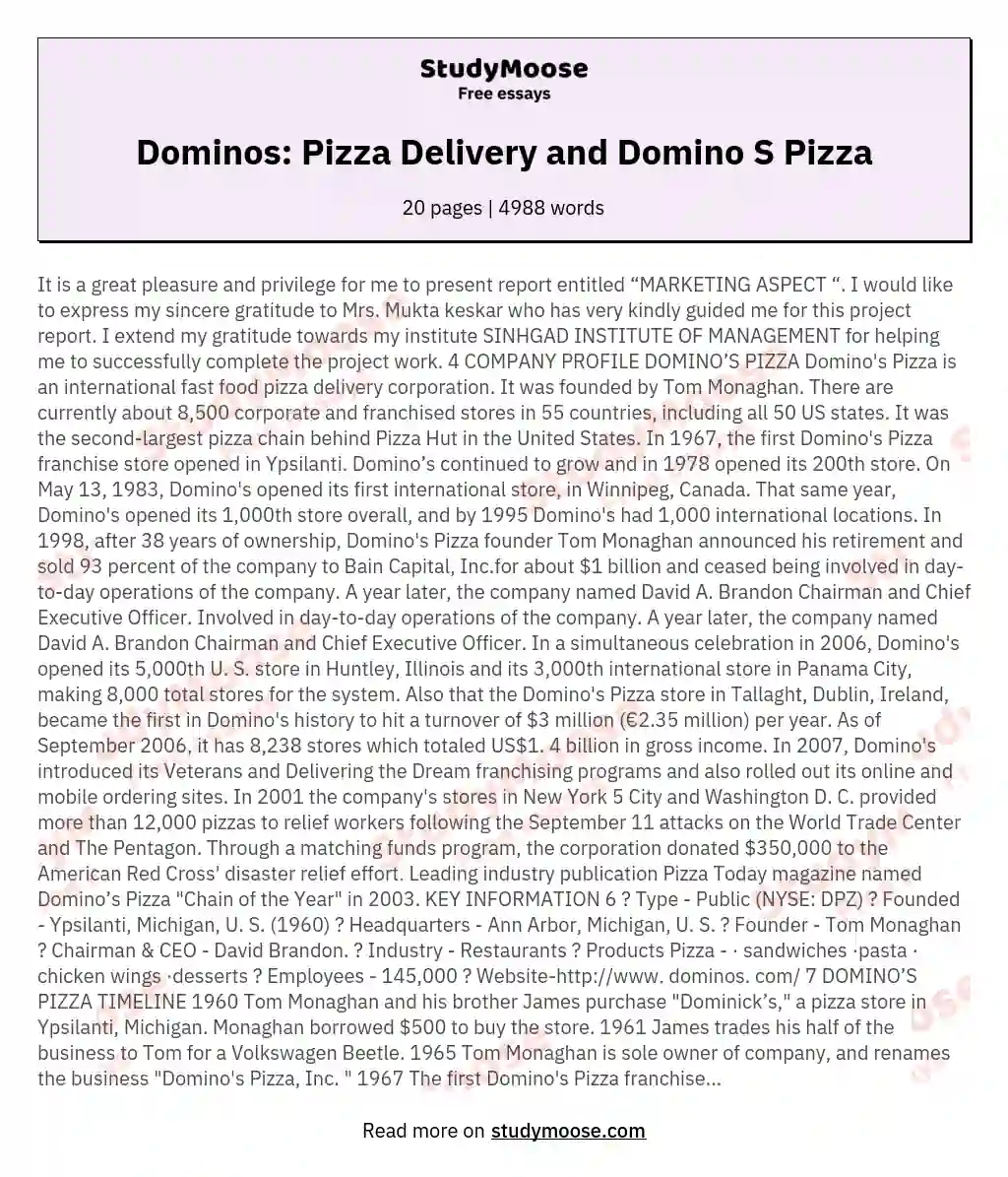 Dominos: Pizza Delivery and Domino S Pizza