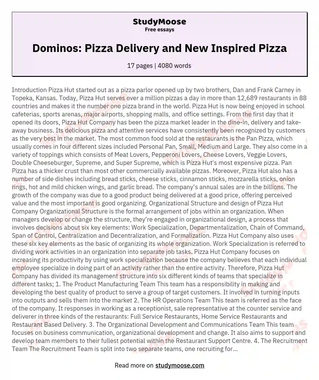 Dominos: Pizza Delivery and New Inspired Pizza