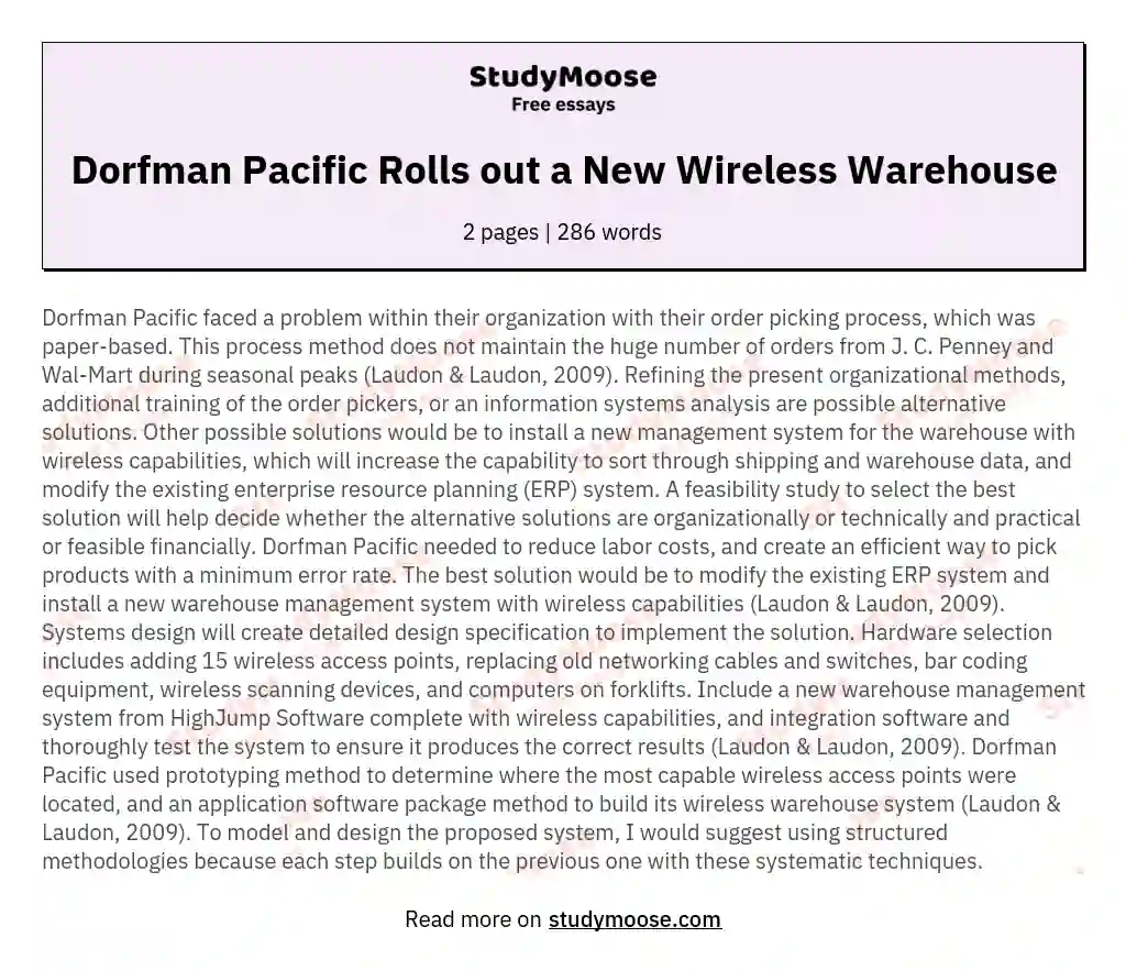 Dorfman Pacific Rolls out a New Wireless Warehouse