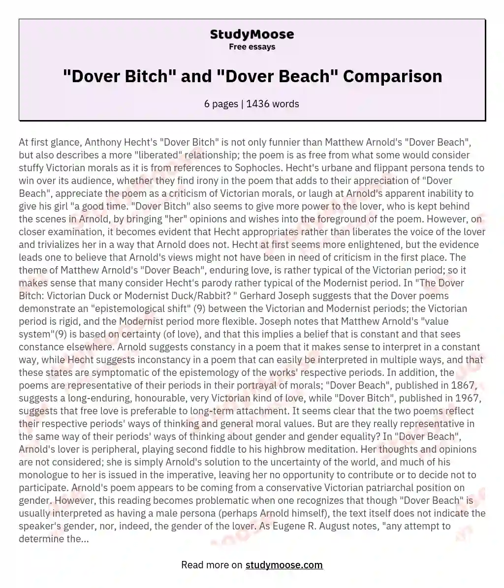 dover beach essay
