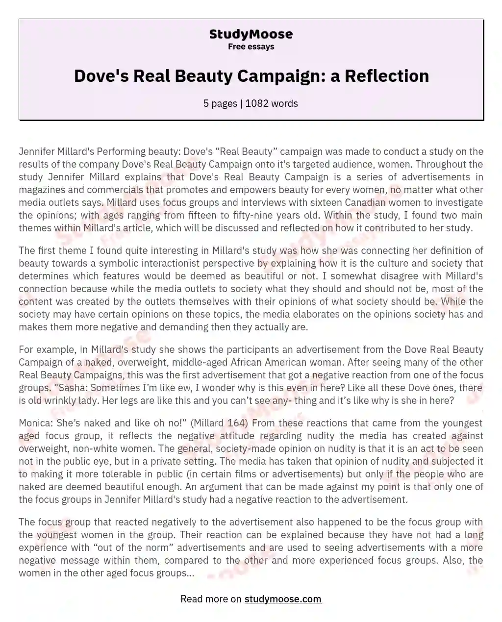 Dove's Real Beauty Campaign: a Reflection