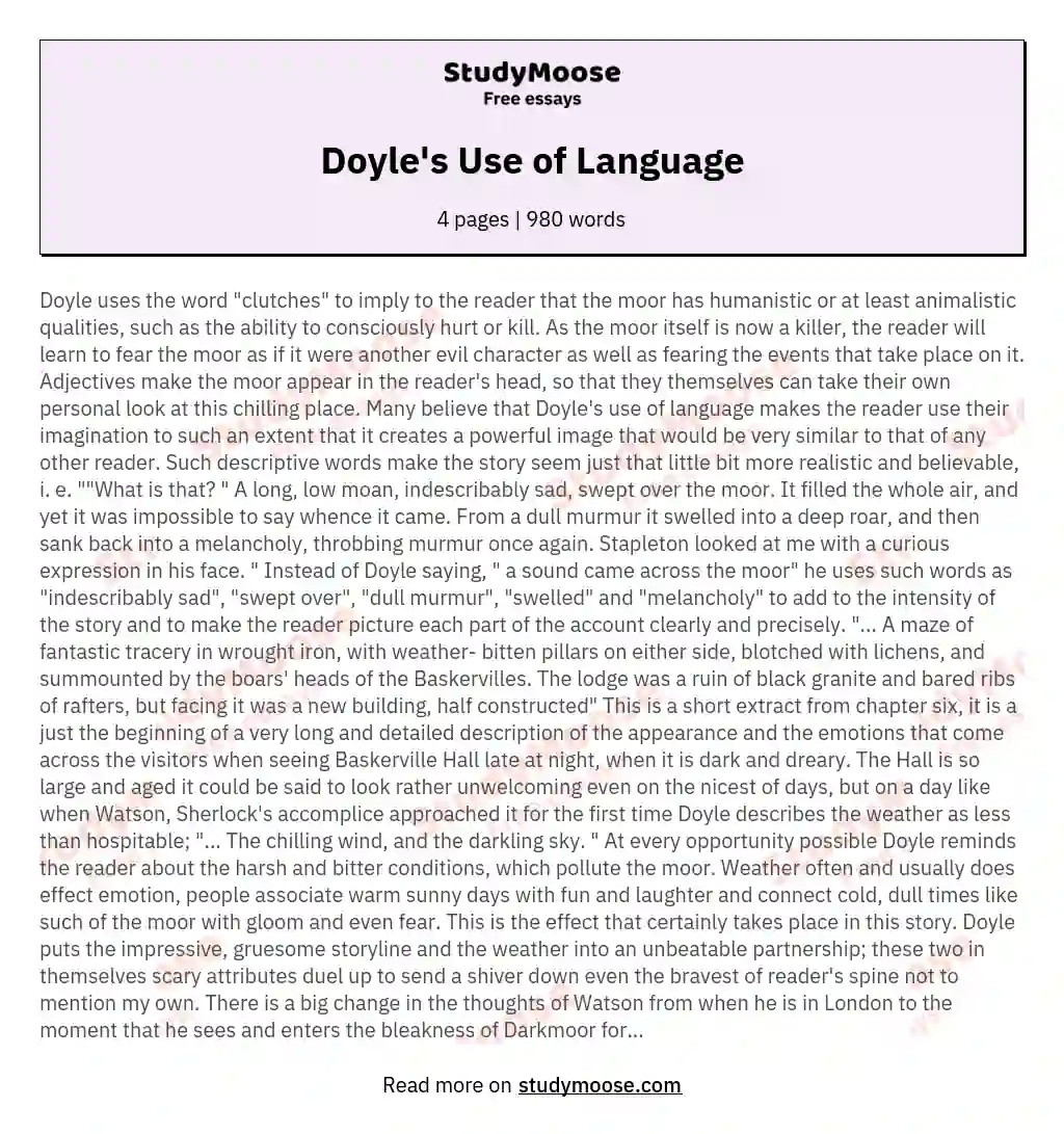 Doyle's Use of Language essay